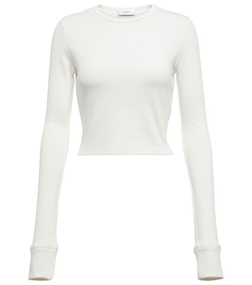 Wardrobe. NYC x Hailey Bieber HB cotton-blend jersey crop top