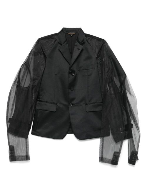 Tulle-inserts blazer - Black