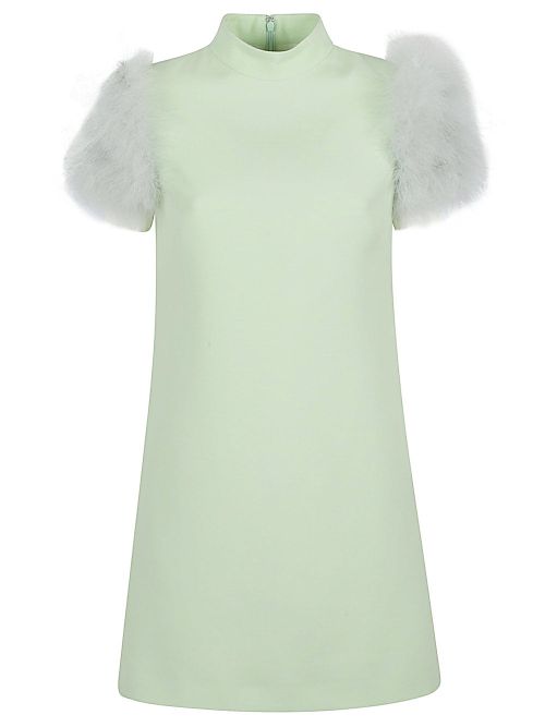 Feathered wool and silk dress