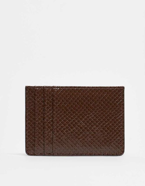 Textured card holder in brown