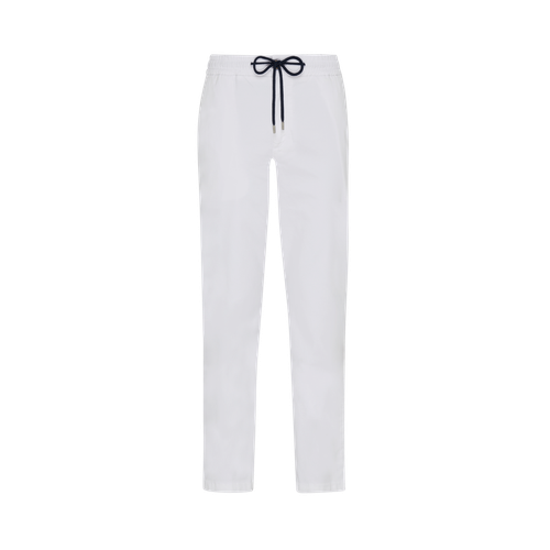 Men Elastic Waistband Tencel Satin Pants - Jeans - Clemence - White