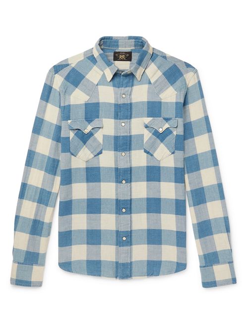 Buffalo-Checked Cotton and Linen-Blend Flannel Shirt