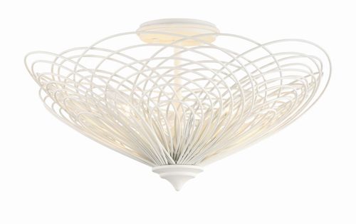 Matte White Three Light Semi Flush Mount from the Doral Collection