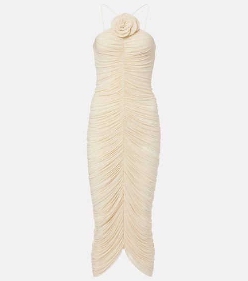 Ruched halterneck midi dress