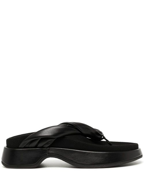 Twist-strap platform flip flops - Black