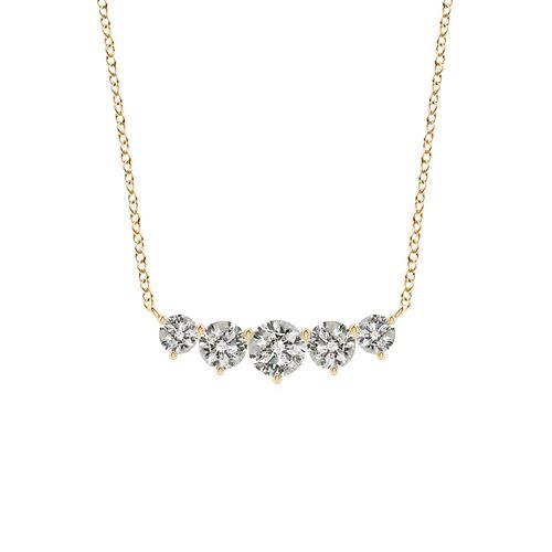 Angara 0.5 Carat Graduated Five Stone Round Diamond Necklace in 18K Yellow Gold