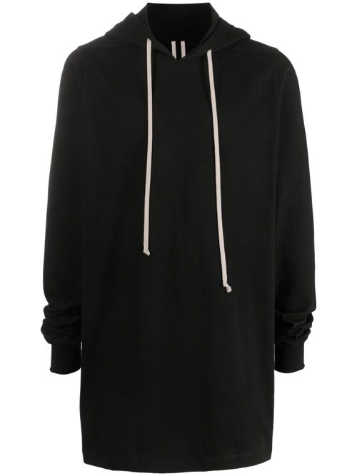 Drawstring long hoodie - Black