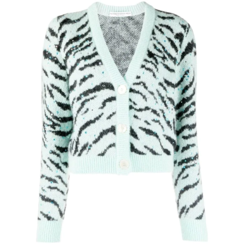 Zebra-print V-neck cardigan - Green