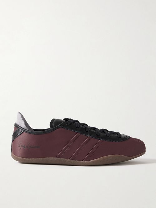 + Y-3 Tokyo Leather-trimmed Satin Sneakers - Burgundy