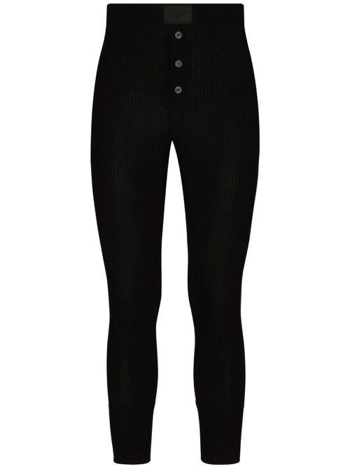 Ribbed cotton leggings - Black