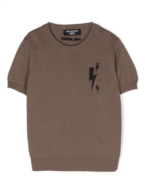 Embroidered-logo cotton T-Shirt - Brown