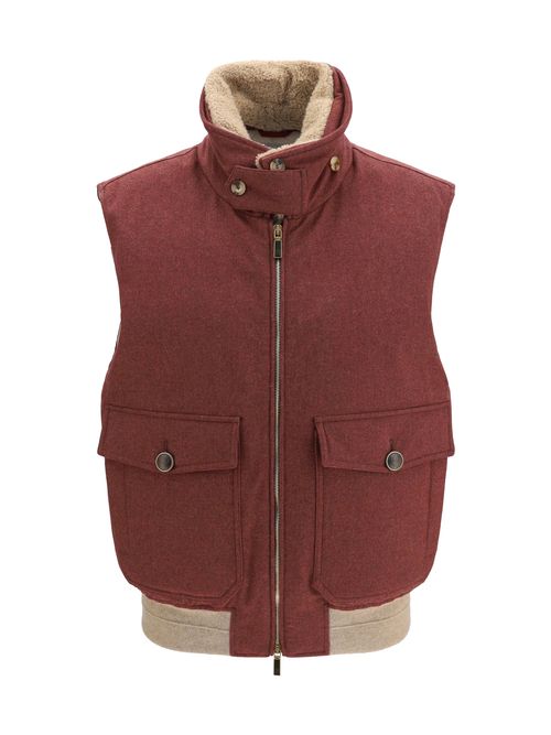 Wool Padded Vest — Red