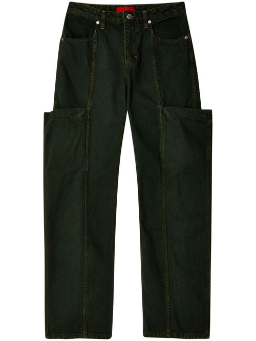 Cargo-pocket straight-leg jeans - Black