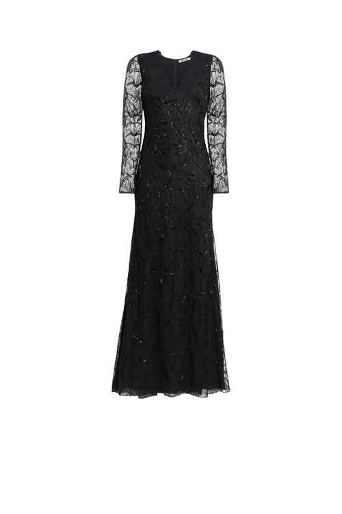 Black Layered Lace Gown