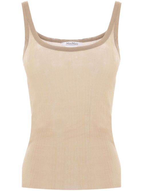 Ribbed silk tank top - Neutrals
