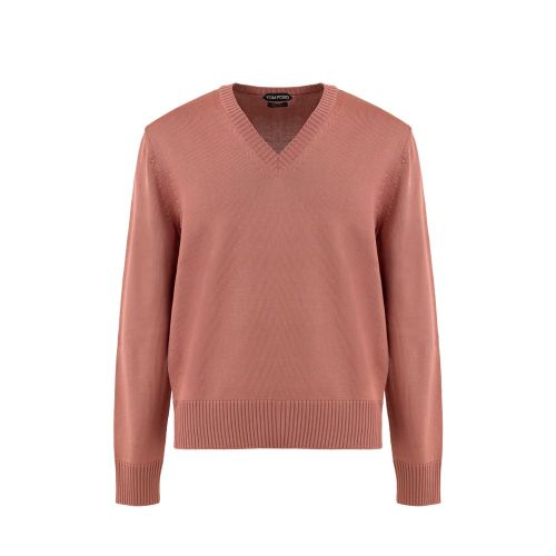 V-Neck Viscose Blend Sweater — Pink