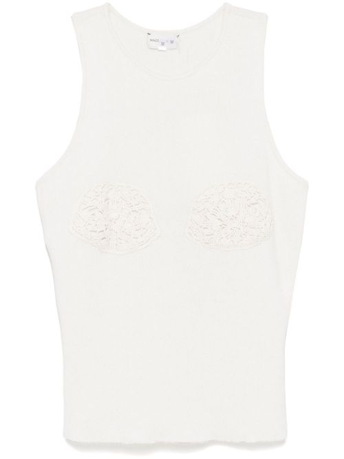 Crochet-detailed top - Neutrals