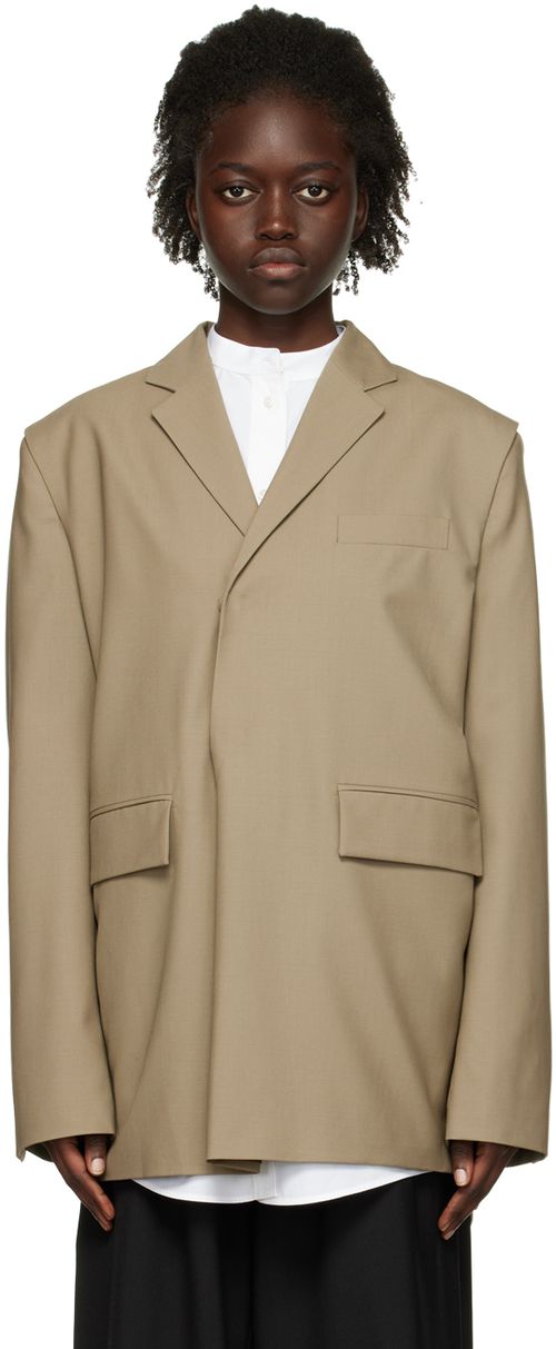 Khaki pullover suit blazer
