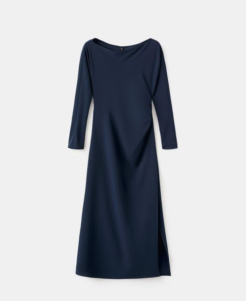Women's Boat-Neck Ruched Dress - Navy