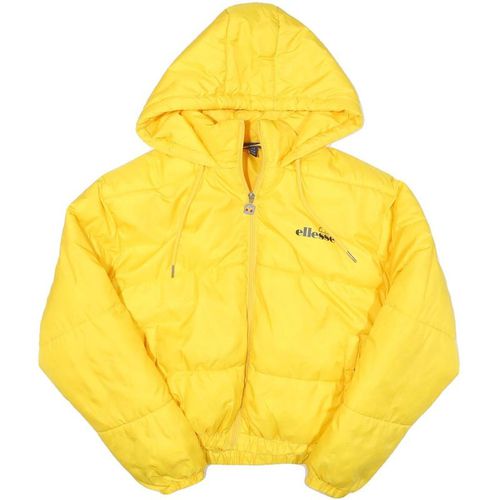 ELLESSE Womens Yellow Hooded Puffer Jacket Polyester Blend Zip Logo