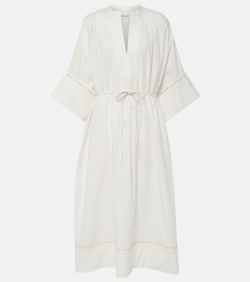 Belted cotton-blend maxi dress