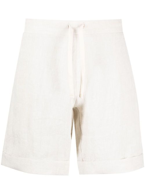 Drawstring-waist linen shorts - Neutrals