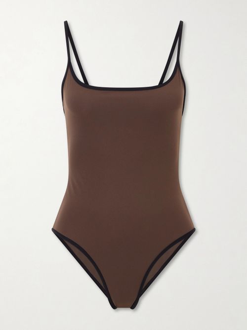 Two-tone Swimsuit - Brown