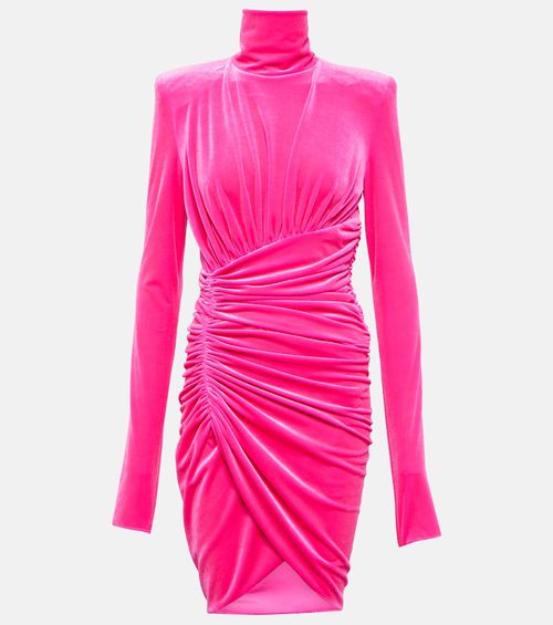 Ruched velvet minidress