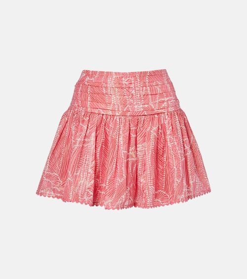Colleen printed cotton-blend lamé miniskirt