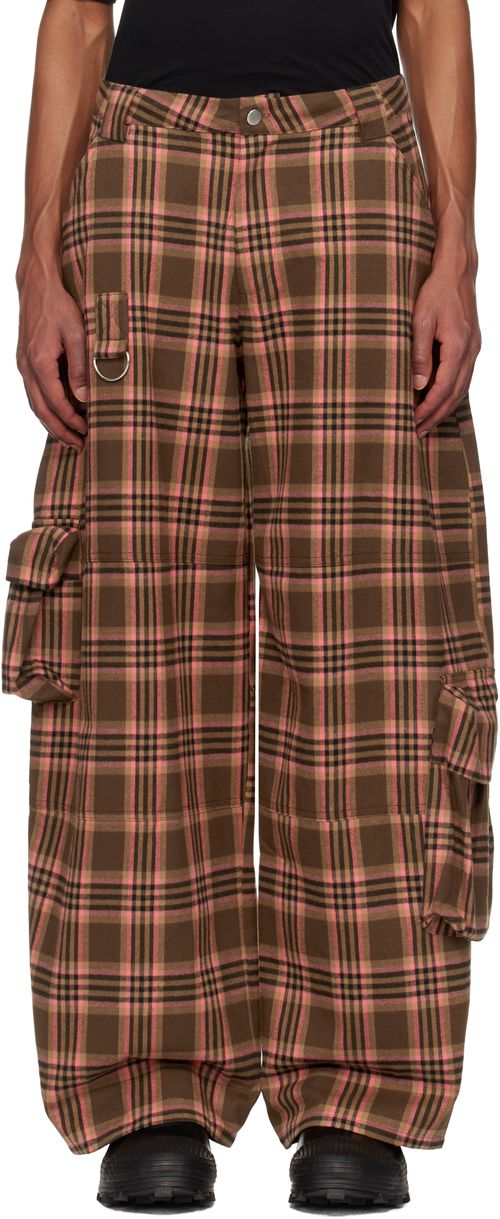 Collina Strada Pink & Brown Lawn Cargo Pants