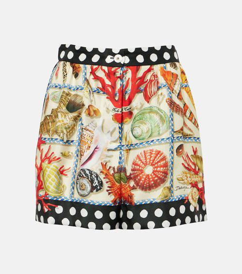Capri printed silk satin shorts