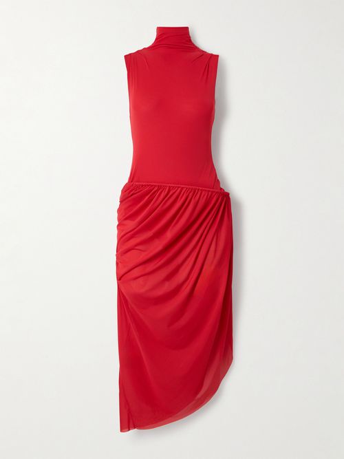 Cutout Draped Stretch-jersey Maxi Dress - Red