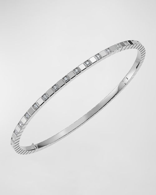 Ice Cube 18K White Gold Semi-Diamond Bangle Bracelet