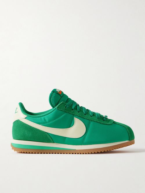 Cortez Leather And Suede-trimmed Shell Sneakers - Green