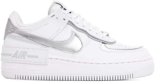 White & Silver Air Force 1 Shadow Sneakers