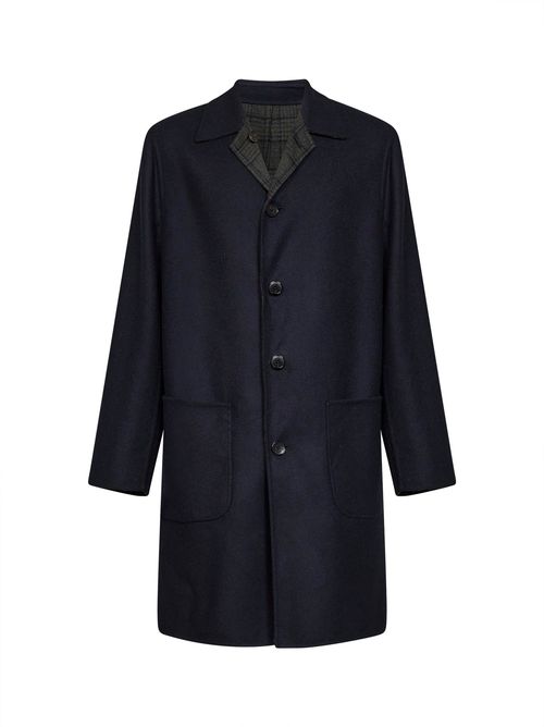 Reversible Wool-Blend Coat — Navy