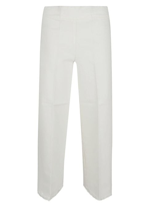 White Cropped frayed denim trousers