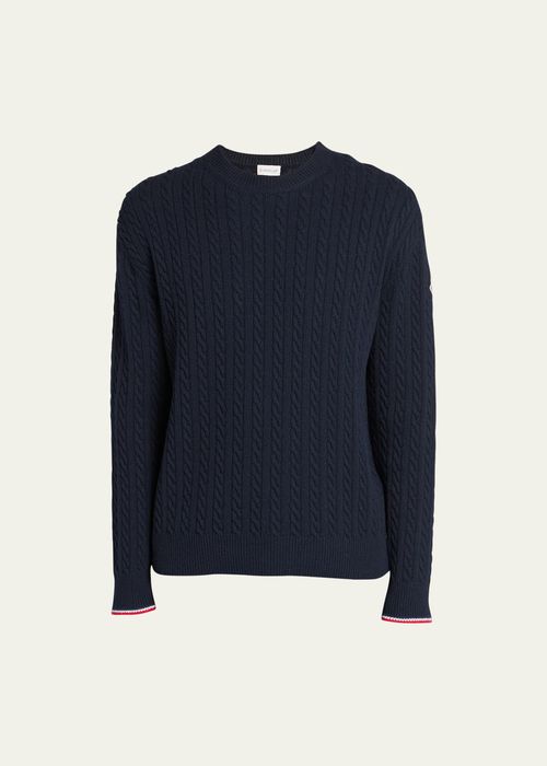 Men's Cable-Knit Wool Crewneck Sweater