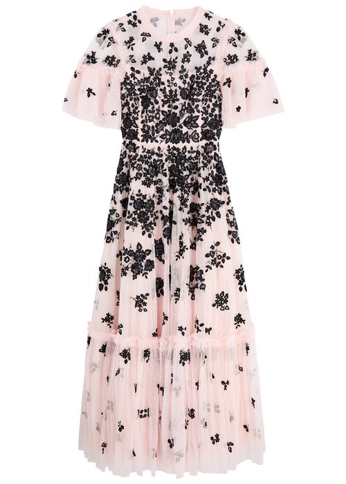 Fluttering Flowers Embroidered Tulle Gown - Pink - 14 (UK14 / L)