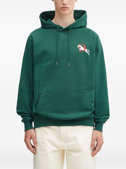 Horse-embroidered hoodie - Green