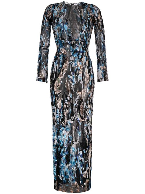 Bead embellishment tulle dress - Black