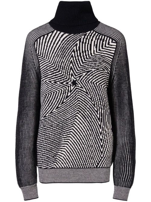 Wavy star roll-neck jumper - Black