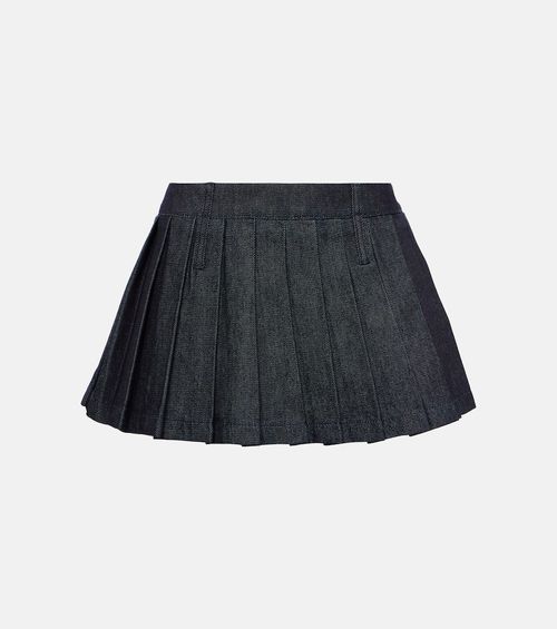 Blake pleated denim miniskirt