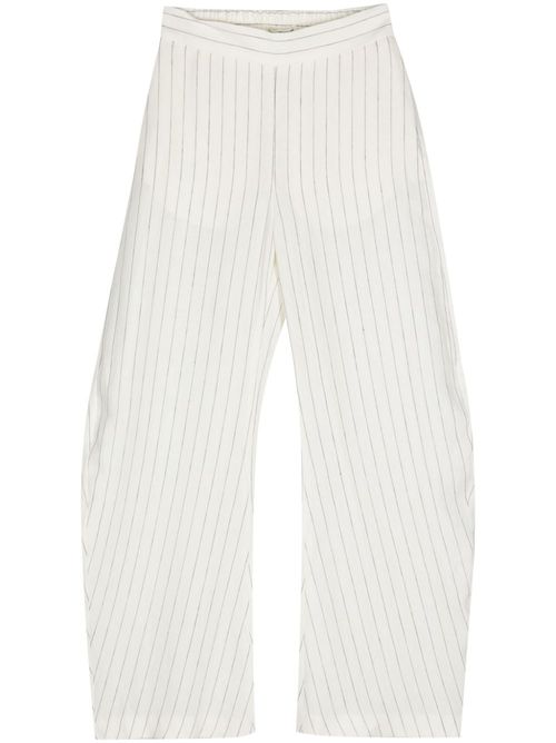 Pinstriped wide-leg trousers - White