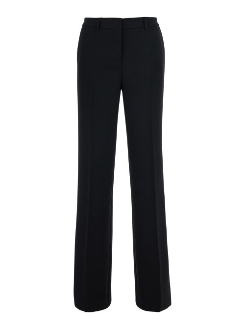 High-Waist Straight Trousers — Black