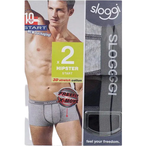 Sloggi Mens Start Hipster Trunk Set in Black/Grey