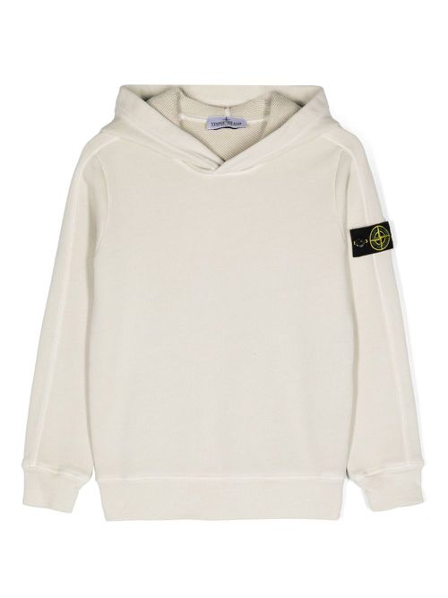 Compass-badge cotton hoodie - Neutrals