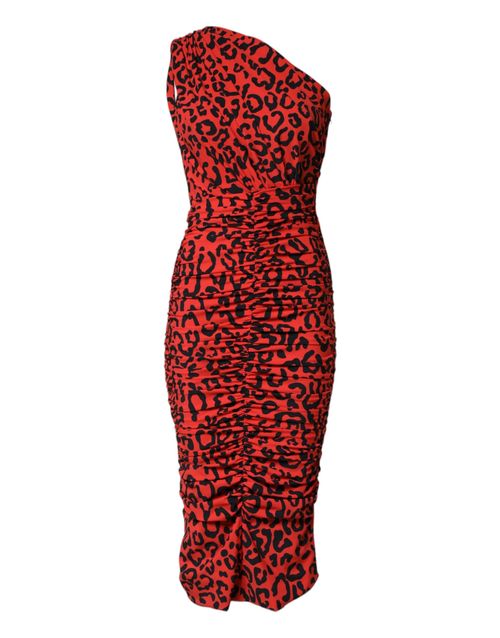 Leopard Print Nylon Dress — Red