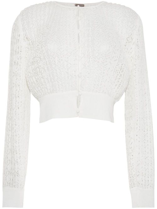 Open-knit cropped cardigan - White