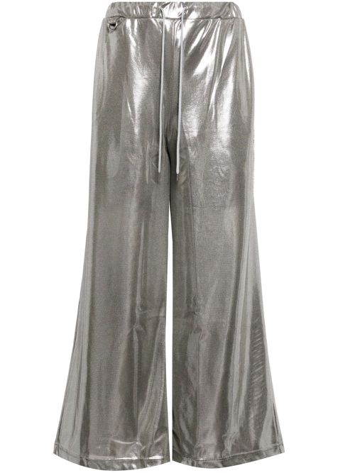 Metallic-finish wide-leg trousers - Silver